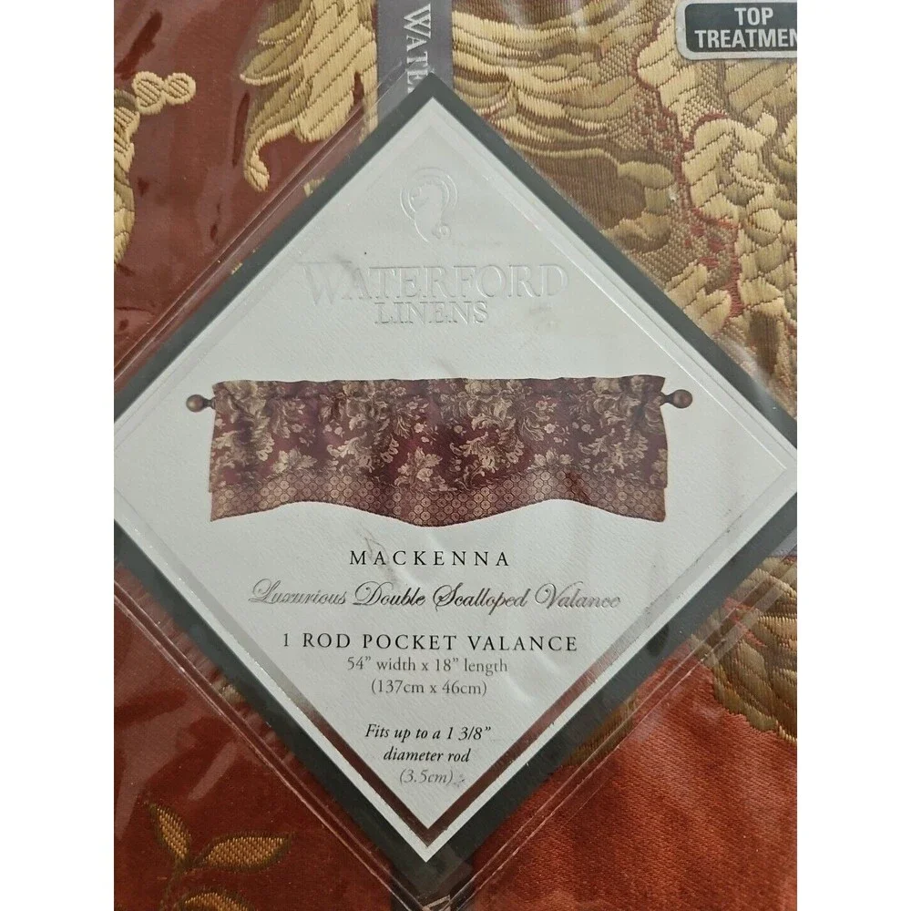 2 Waterford Linens  MACKENNA Luxury Window Fashion Tailored Valances 54x18
